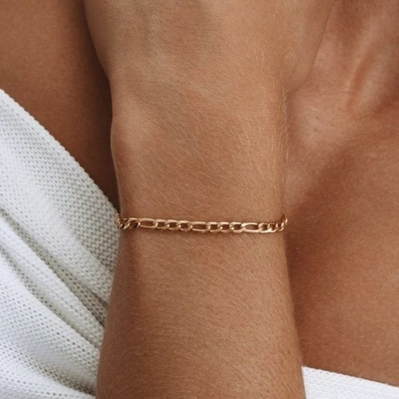 POPULAR Figaro Chain Cuban Chain Bracelet Waterproof Gold Bracelet Non-tarnish - Picture 6 of 9